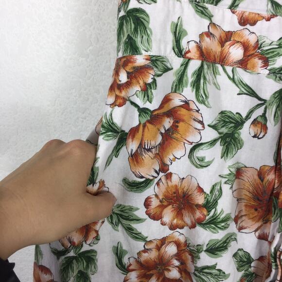 Happy X Nature Teagarden Floral Puff Sleeve Linen Wrap Midi Dress Small Coquette - Picture 9 of 13